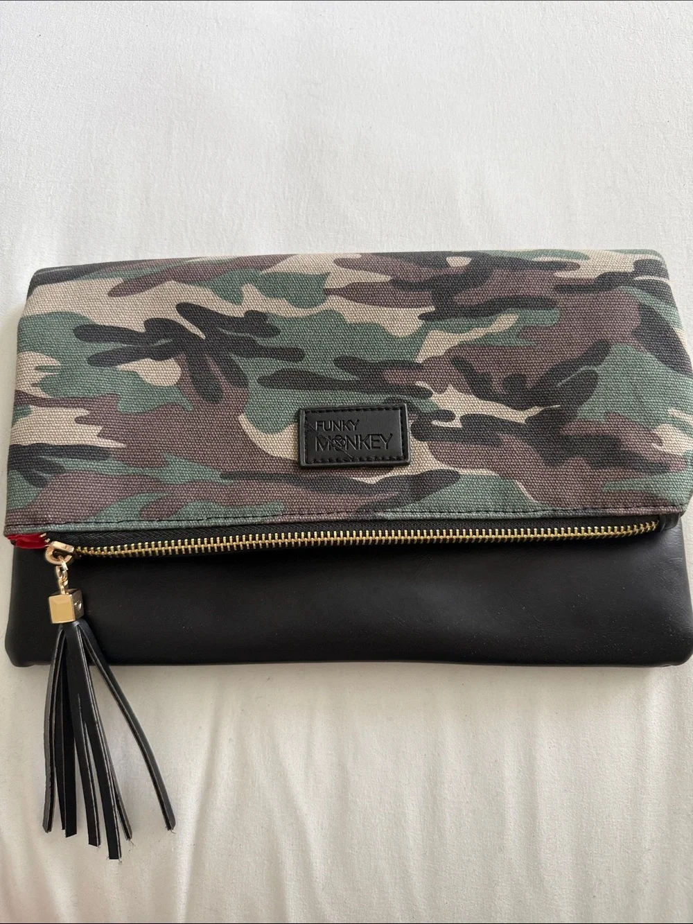 Camouflage Fold-Over Clutch Wallet - Green & Black